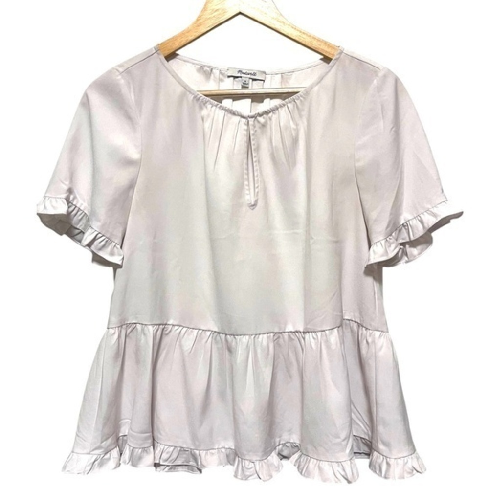 Madewell Peplum Ruffle Sleeve Top